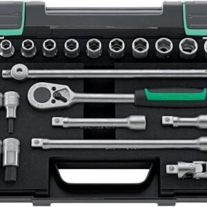 Stahlwille 96031239 Socket Set 1/2" No. 52/54/25/6, 31 Pieces (17 Sockets with Hexagon, 8 INHEX Sockets, 1 Ratchet, 3 Extensions, 1 T-Handle, and 1 Universal Joint), Made in Germany