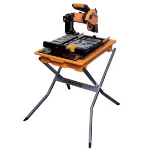 POWERTEC PRO 7-Inch Wet Tile Saw with Stand - 10-Amp, 1.5 HP Tile Cutter with Laser & LED Light, for Precise Ceramic & Porcelain Cuts (TLS1003)