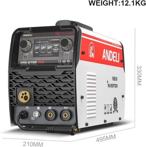 ANDELI Double Pulse 220V MIG Welder - MIG Lift TIG & MMA Welding and Flux Welding Without Gas LCD Screen 5 in 1 Inverter MIG Welding Machine (MIG-270P PRO) - Image 2