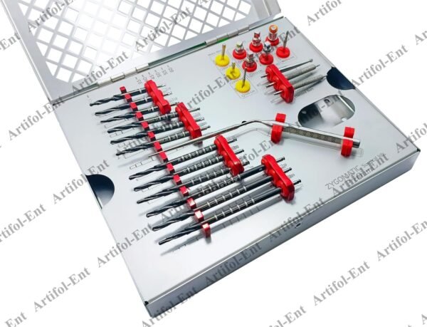 26 Pcs Dental Implant Premium Zygomatic Set for Implant Socket Preparation Black Titanium Coated Step Drills with Depth Probe, Motor Mount, Drivers and Ratchet Wrench Zygo Kit - Image 7
