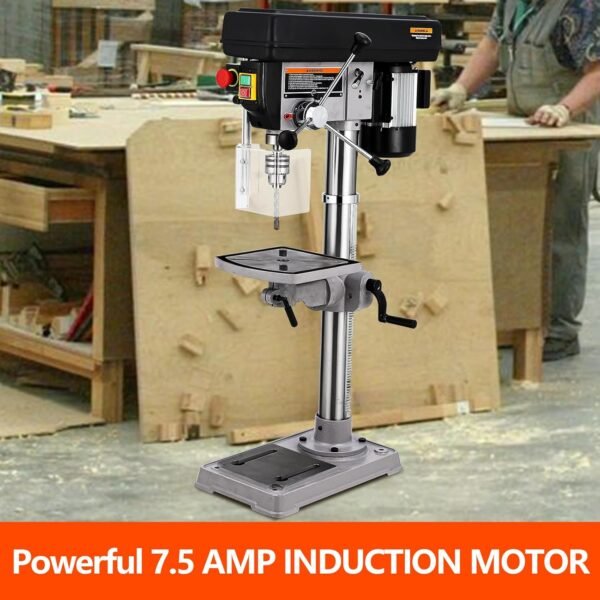 13 in Benchtop Drill Press, 7.5 Amp 120V Pure Copper Motor with Swing-away Safety Guard, 288-3084 RPM Variable Speed, 0-45°Tilting Worktable, Tabletop Drilling Machine for Wood Metal - Image 6