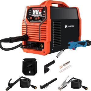 250A 220V 7-in-1 MIG Welder with Double Pulse & Large LED Display – Gas/Gasless Flux Core, Spot Welding, Stick, Lift TIG, Single/Dual Pulse Aluminum Welding Machine
