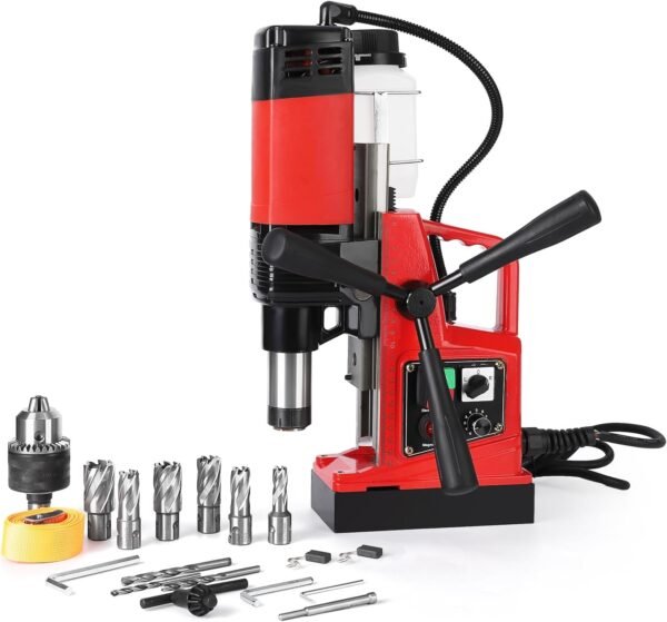 1400W Portable Magnetic Drill, 810 RPM, 2 Inch Boring Diameter, Double Track, with 6Pcs Drill Bits, for Industrial and Home Improvement - Image 7