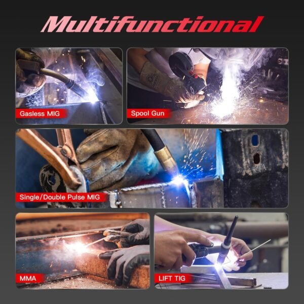 ANDELI Double Pulse 220V MIG Welder - MIG Lift TIG & MMA Welding and Flux Welding Without Gas LCD Screen 5 in 1 Inverter MIG Welding Machine (MIG-270P PRO) - Image 4