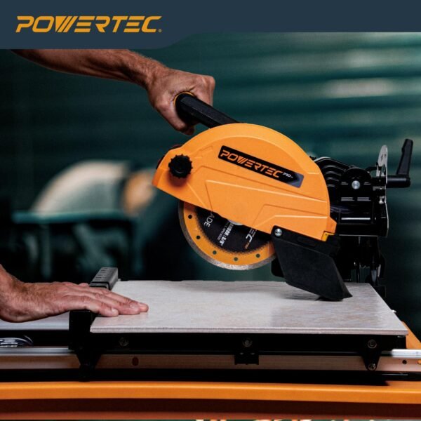 POWERTEC PRO 7-Inch Wet Tile Saw with Stand - 10-Amp, 1.5 HP Tile Cutter with Laser & LED Light, for Precise Ceramic & Porcelain Cuts (TLS1003) - Image 8