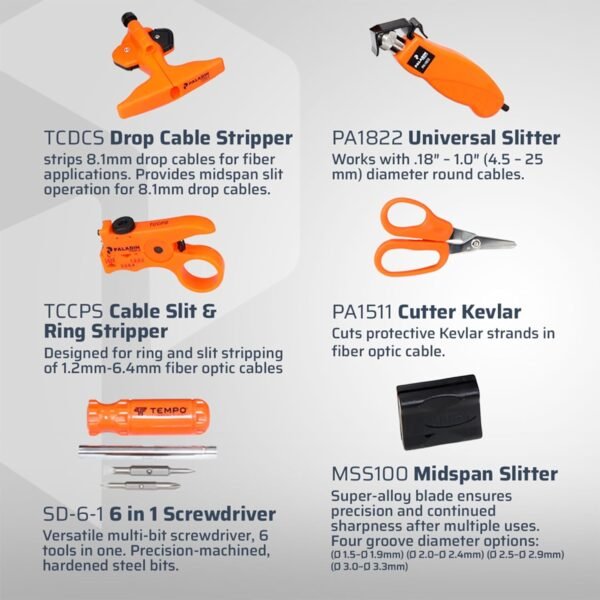 Paladin Tools FTK-P Pro Fiber Optic Tool Kit, Cutters Strippers Slitters Pliers w/Visual Fault Locator VFL, Premium Fiber Optic Tools (Fiber Termination Kit) - Image 3