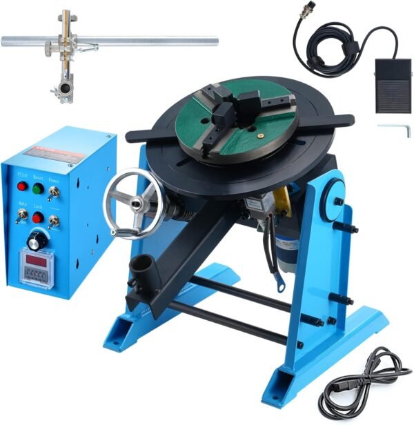 VEVOR 30KG/66LBS Rotary Welding Positioner, 1-12RPM 80W Welder Positioning Machine, 0-90° Welding Positioning Turntable Table with 12.4 Inch 3-Jaw Lathe Chuck & Welding Torch Stand Holder - Image 9