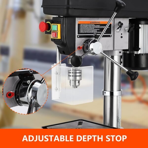 13 in Benchtop Drill Press, 7.5 Amp 120V Pure Copper Motor with Swing-away Safety Guard, 288-3084 RPM Variable Speed, 0-45°Tilting Worktable, Tabletop Drilling Machine for Wood Metal - Image 7