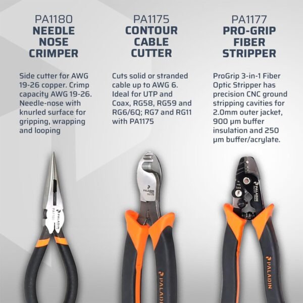 Paladin Tools FTK-P Pro Fiber Optic Tool Kit, Cutters Strippers Slitters Pliers w/Visual Fault Locator VFL, Premium Fiber Optic Tools (Fiber Termination Kit) - Image 2