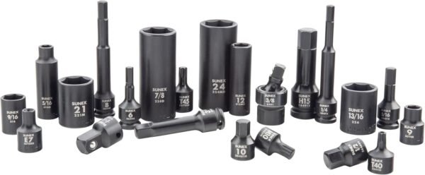 SUNEX 10181 3/8" & 1/2" Drive SAE & Metric 6 Point Standard & Deep with Star (E and Tamperproof), Triple Square, & Hex Bit, 181-Piece - Image 3