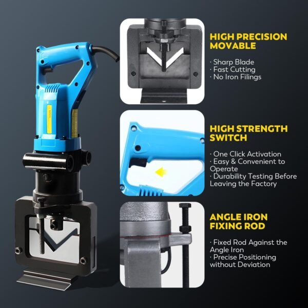 CGOLDENWALL 1600W Hydraulic Angle Iron Steel Cutter Electric Hydraulic Angle Iron Steel Cutting Tool Cutting Machine for Stainless Steel Angle Steel Angle Iron CE&ROHS Certificate 110V - Image 5