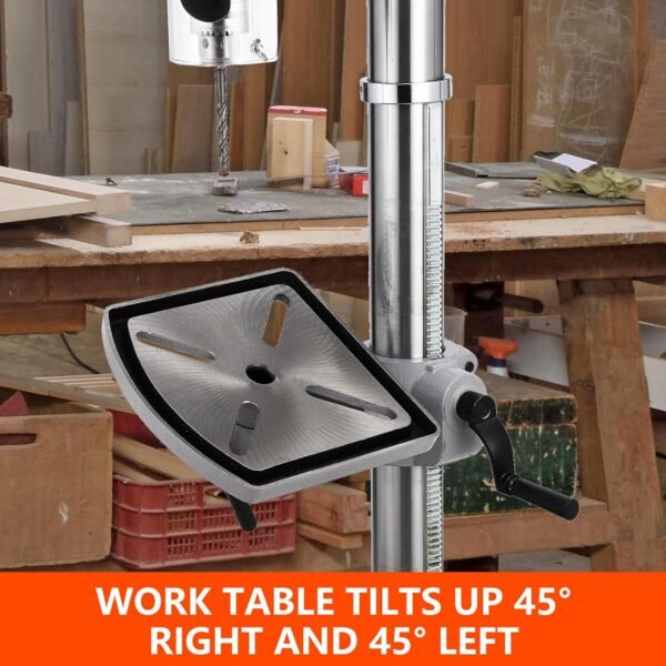 15 in Floor Drill Press, 7.5 Amp 120V Pure Copper Motor, 288-3084 RPM Variable Speed Cast Iron Bench Drill Press, 0-45° Tilting Worktable, Tabletop Drilling Machine for Wood Metal - Image 4