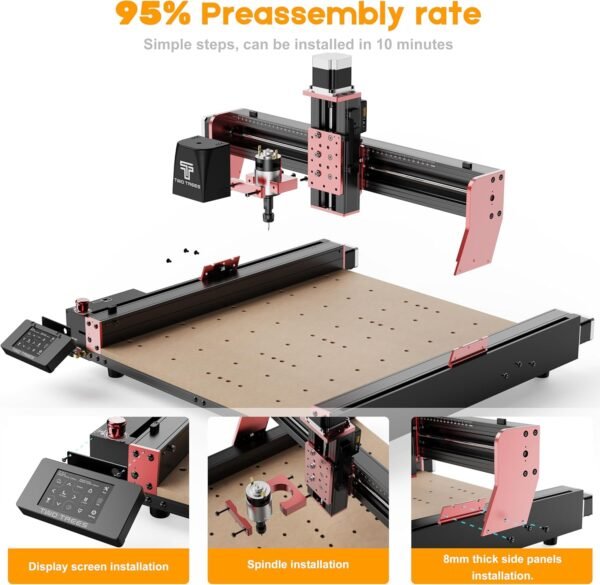 Twotrees CNC Router Machine TTC450 Pro for Woodworking, 3-Axis Engraving All-Metal Milling Machine for Wood Acrylic MDF Nylon Carving Cutting, Working Area 18.1x 18.1 x 3.1 inches - Image 4